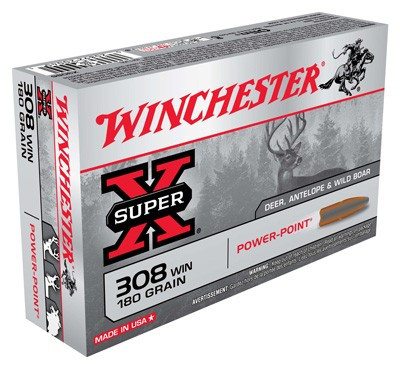 Winchester .308 Win / 7.62x51mm Super-X Power-Point Pointed Soft Point 180 Grain 20/Box