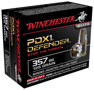 Winchester .357 Sig PDX1 Defender Elite Bonded Jacket Hollow Point 125 Grain 20/Box