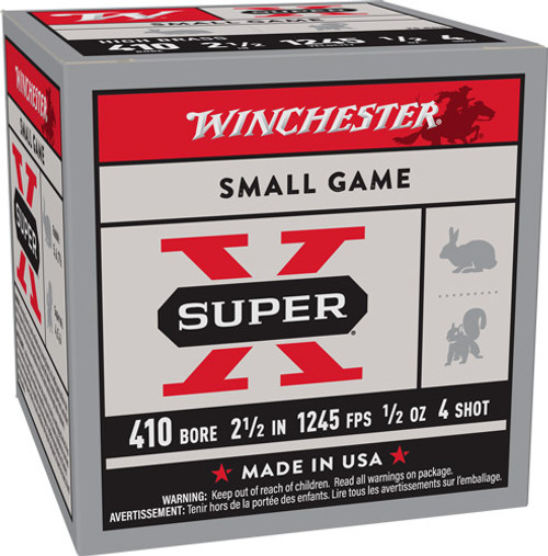 Winchester .410 Bore Super X HIGH BRASS Heavy Game Load #4 1/2 oz 2.5 in 25/Box