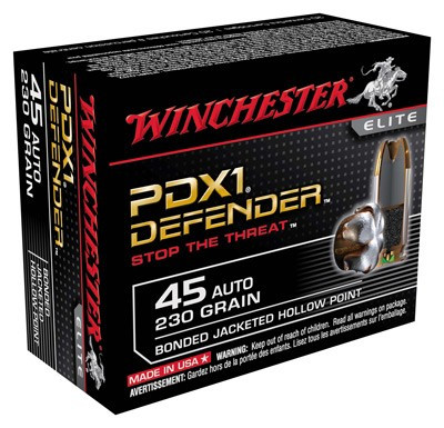 Winchester .45 ACP/Auto PDX1 Defender Bonded Jacket Hollow Point 230 Grain 20/Box