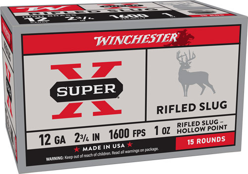 Winchester 12 Gauge Super-X Hollow Point Rifled Slug Value Pack Slug 1 oz 2.75 in 15/Box