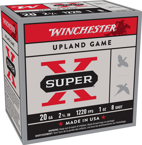 Winchester 20 Gauge Super-X HIGH BRASS Heavy Game Load #8 1 oz 2.75 in 25/Box