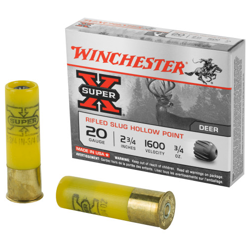 Winchester 20 Gauge Super-X Hollow Point Rifled Slug Slug 3/4 oz 2.75 in 5/Box