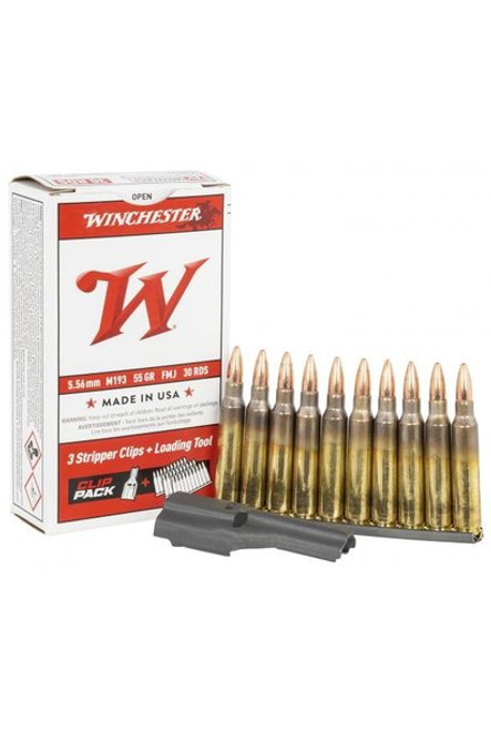 Winchester 5.56x45mm NATO USA White Box M193 Clip Pack Full Metal Jacket 55 Grain 30/Box
