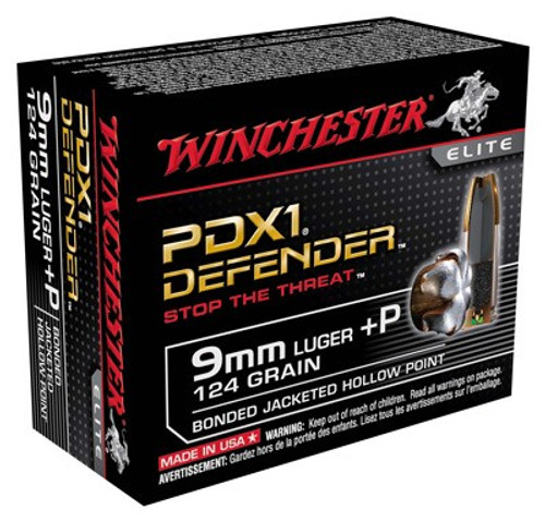 Winchester 9mm Luger / Parabellum PDX1 Defender +P Bonded Jacket Hollow Point 124 Grain 20/Box