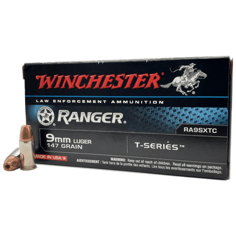 Winchester 9mm Luger / Parabellum Ranger T-Series Jacketed Hollow Point 147 Grain 50/Box