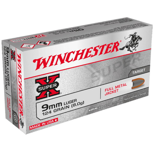Winchester 9mm Luger / Parabellum Super X Full Metal Jacket 124 Grain 50/Box