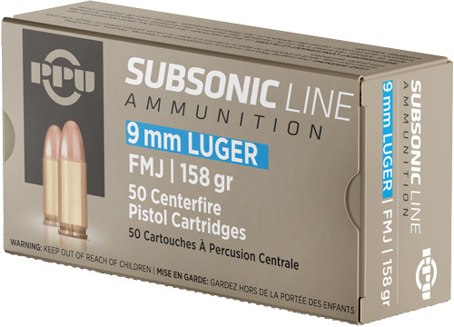Prvi Partizan 9mm Luger / Parabellum Subsonic Full Metal Jacket 158 Grain 50/Box [Item 1030]