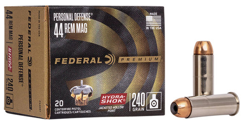 Federal .44 Magnum Premium Personal Defense Hydra-Shok Jacketed Hollow Point 240 Grain 20/Box