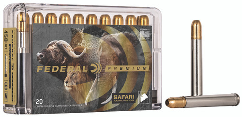 Federal .458 Winchester Mag Premium Safari Cape-Shok Trophy Bonded Sledgehammer Solid 500 Grain 20/Box