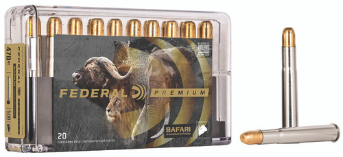 Federal .470 Nitro Express Premium Safari Cape-Shok Trophy Bonded Sledgehammer Solid 500 Grain 20/Box