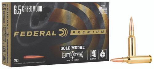 Federal 6.5mm Creedmoor Premium Gold Medal Centerstrike Open Tip Match 140 Grain 20/Box