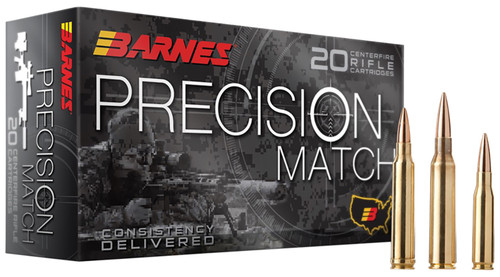 Barnes 6.5 PRC Precision Match Burner Open Tip Match Boat Tail 145 Grain 20/Box