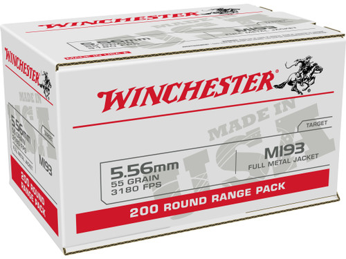 Winchester 5.56x45mm NATO USA White Box M193 Value Pack Full Metal Jacket 55 Grain 150/Box [Item 280]
