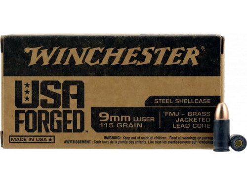 Winchester 9mm Luger / Parabellum USA Forged Full Metal Jacket 115 Grain 50/Box [Item 1929]