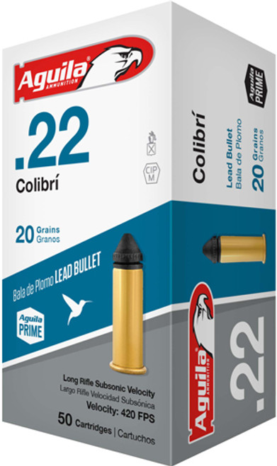 Aguila .22 Long Rifle Colibri Lead Round Nose 20 Grain 1000/Box