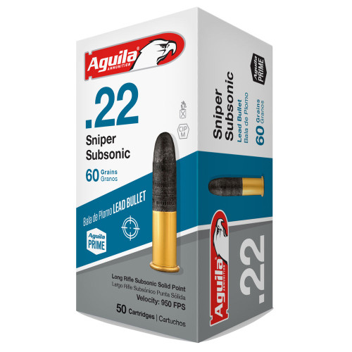 Aguila .22 Long Rifle Sniper Subsonic Lead Solid Point 60 Grain 50/Box
