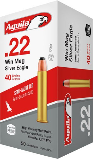 Aguila .22 Magnum / WMR Silver Eagle Semi Jacketed Soft Point 40 Grain 50/Box