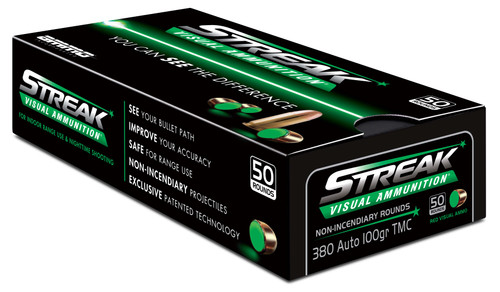 Ammo Inc .380 ACP/Auto Streak Visual (GREEN) Total Metal Case 100 Grain 50/Box Ammo Inc .380 ACP/Auto Streak Visual (GREEN) Total Metal Case 100 Grain 50/Box