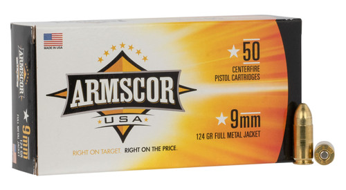 Armscor 9mm Luger / Parabellum USA Full Metal Jacket 124 Grain 50/Box