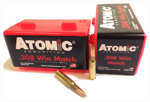 Atomic .308 Win / 7.62x51mm Match Hollow Point Boat Tail 168 Grain 50/Box