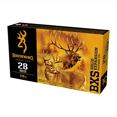 Browning .28 Nosler BXS Copper Expansion Lead Free Solid Expansion Polymer Tip 139 Grain 20/Box