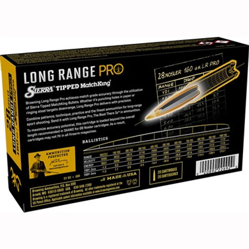 Browning .28 Nosler Long Range Pro Sierra MatchKing Boat Tail 160 Grain 20/Box