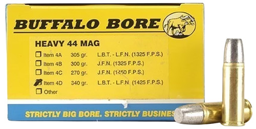 Buffalo Bore .44 Magnum Heavy Lead Flat Nose 340 Grain 20/Box