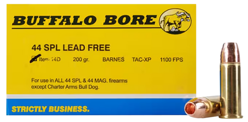 Buffalo Bore .44 S&W Special +P Barnes TAC-XP Lead Free 200 Grain 20/Box Buffalo Bore .44 S&W Special +P Barnes TAC-XP Lead Free 200 Grain 20/Box