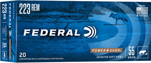 Federal .223 Remington PowerShok Jacketed Soft Point 55 Grain 20/Box