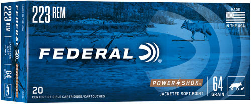 Federal .223 Remington PowerShok Jacketed Soft Point 64 Grain 20/Box