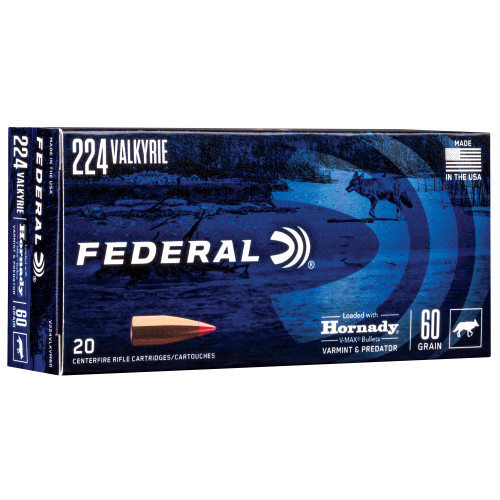 Federal .224 Valkyrie Varmint & Predator Hornady V-Max 60 Grain 20/Box