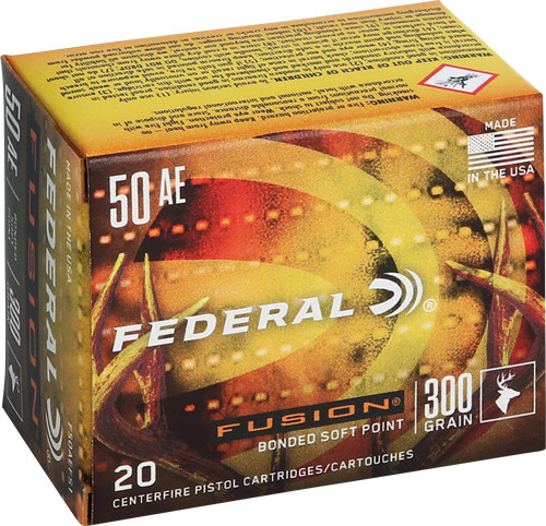 Federal .50 AE Fusion Bonded Soft Point 300 Grain 20/Box
