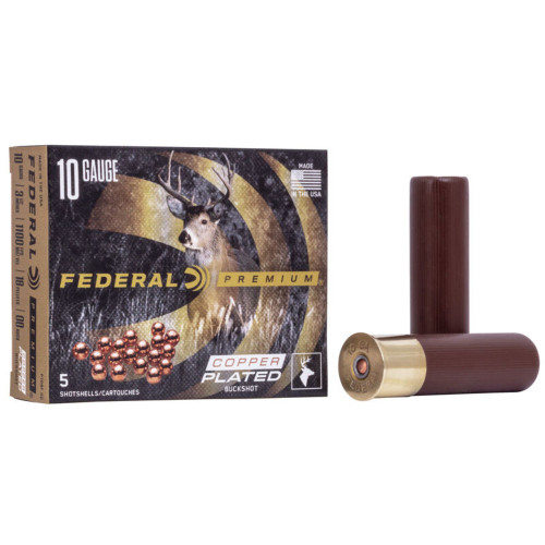 Federal 10 Gauge Premium Copper Plated 18 Pellets 00 Buck 2-1/4 oz 3.5 in 5/Box
