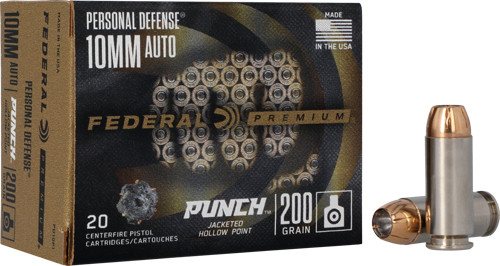 Federal 10mm Auto Premium Personal Defense Punch Jacketed Hollow Point 200 Grain 20/Box