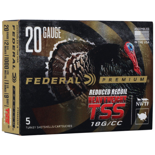 Federal 20 Gauge Premium Heavyweight TSS FliteControl Flex Wad Reduced Recoil Turkey #9 1-1/8 oz 2.75 in 5/Box
