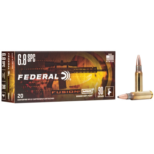 Federal 6.8 Remington SPC Fusion MSR Bonded Soft Point 90 Grain 20/Box