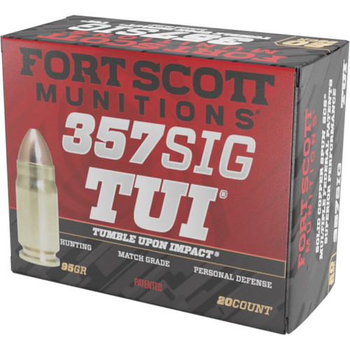 Fort Scott Munitions .357 Sig Tumble Upon Impact (TUI) Solid Copper Spun 95 Grain 20/Box