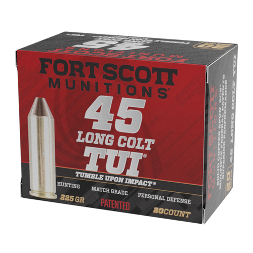 Fort Scott Munitions .45 Long Colt Tumble Upon Impact (TUI) Solid Copper Spun 225 Grain 20/Box