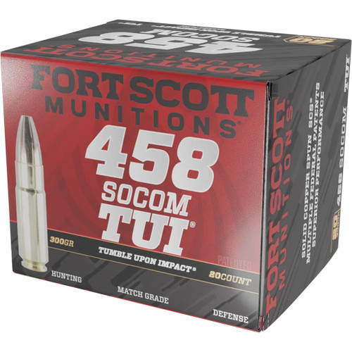 Fort Scott Munitions .458 SOCOM Tumble Upon Impact (TUI) Solid Copper Spun 300 Grain 20/Box