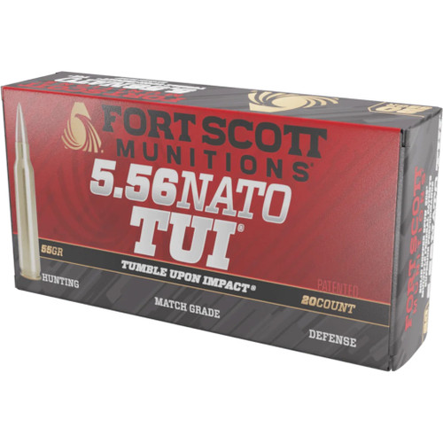 Fort Scott Munitions 5.56x45mm NATO Tumble Upon Impact (TUI) Solid Copper Spun 55 Grain 20/Box