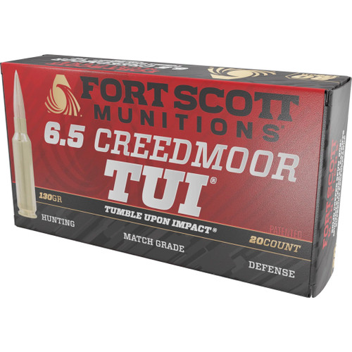 Fort Scott Munitions 6.5mm Creedmoor Tumble Upon Impact (TUI) Solid Copper Spun 130 Grain 20/Box
