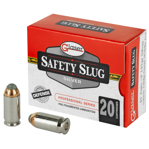 Glaser .45 ACP/Auto Silver +P Pre-Fragmented 145 Grain 20/Box Glaser .45 ACP/Auto Silver +P Pre-Fragmented 145 Grain 20/Box
