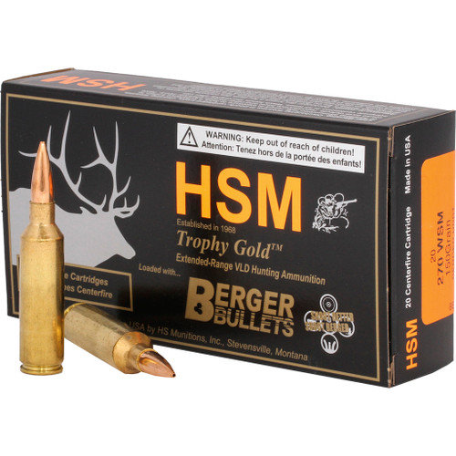 HSM .270 WSM Trophy Gold Berger Hunting VLD Match 150 Grain 20/Box