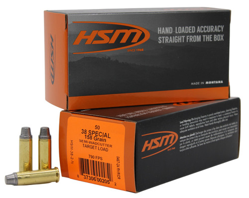 HSM .38 Special  Semi-Wadcutter 158 Grain 50/Box