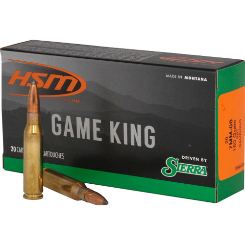 HSM 7mm-08 Remington Sierra Game King Spitzer Boat Tail 160 Grain 20/Box