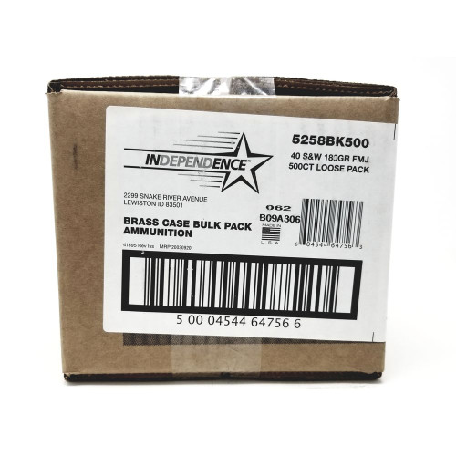 Independence .40 S&W  Full Metal Jacket 180 Grain 500/Box