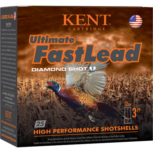 Kent Cartridge 12 Gauge Ultimate Fast Lead Diamond Shot Upland #4 1-3/4 oz 3 in 25/Box