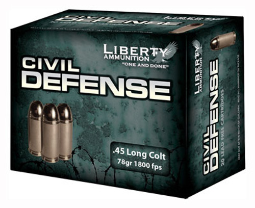 Liberty Ammunition .45 Long Colt Civil Defense Protection Lead Free Fragmenting Hollow Point 78 Grain 20/Box