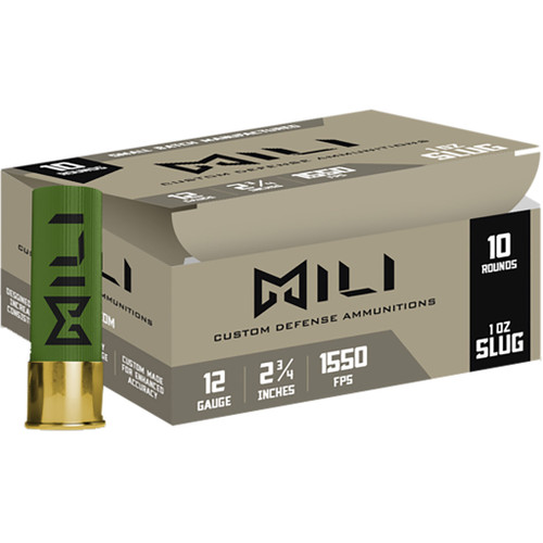 Mili 12 Gauge Custom Defense Rifled Slug Slug 1 oz 2.75 in 10/Box